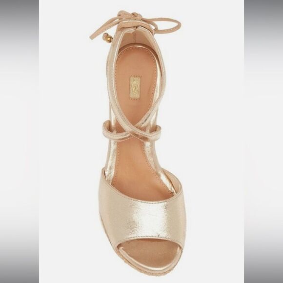 UGG Reagan Metallic Leather Strappy Open Toe Wedge Sandals Sz 10 - Picture 2 of 12